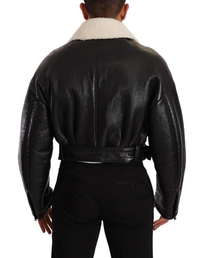 Shop Dolce & Gabbana Elegant Shearling Biker Men's Jacket In Black