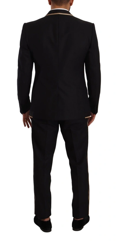 Shop Dolce & Gabbana Elegant Black Silk Blend 3-piece Men's Suit