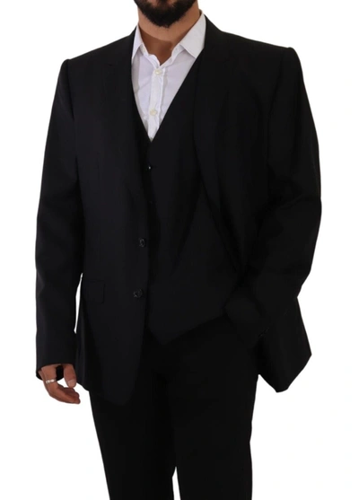 Shop Dolce & Gabbana Elegant Martini Two-piece Suit Men's Blazer In Black