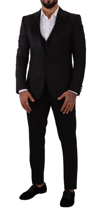 Shop Dolce & Gabbana Sicilia Slim Fit Black Suit Men's Ensemble