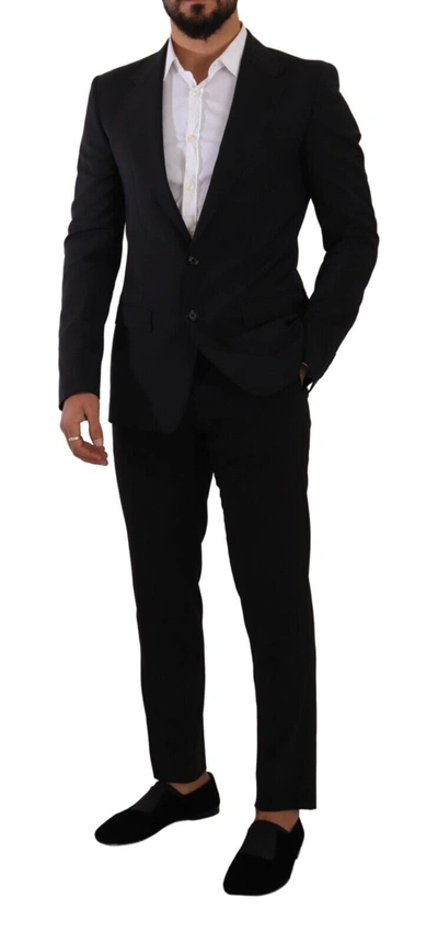 Shop Dolce & Gabbana Elegant Black Martini Slim Fit Blazer And Men's Vest