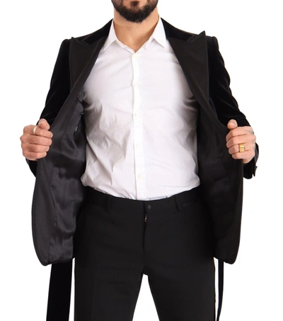 Dolce & Gabbana Black Velvet Single Breasted One Button Blazer In Black