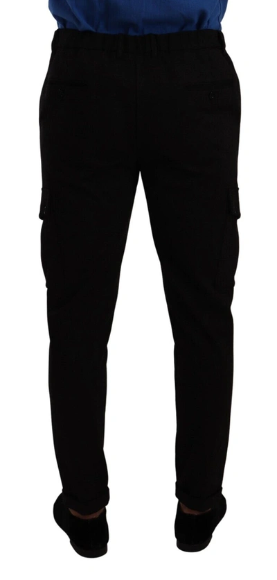 Shop Dolce & Gabbana Black Viscose Skinny Cargo Trouser Men's Pants