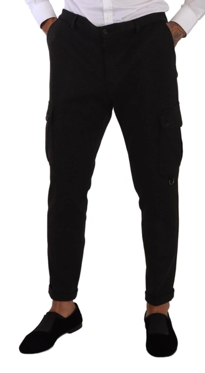 Shop Dolce & Gabbana Black Viscose Cargo Skinny Men Trouser Men's Pants