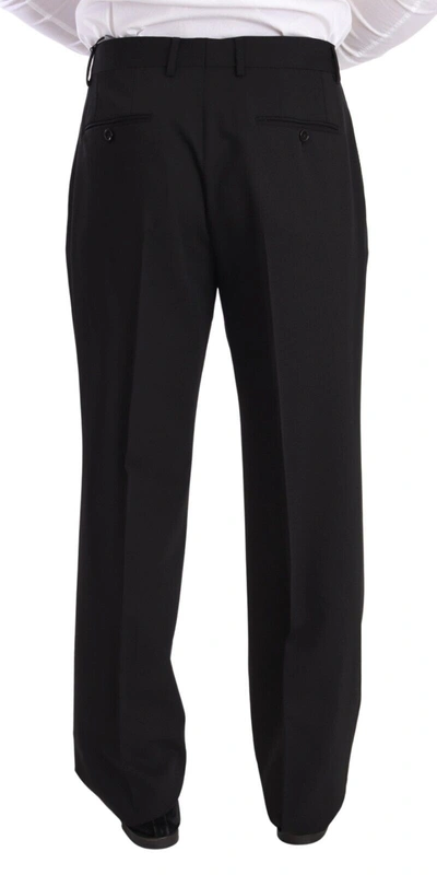 Shop Dolce & Gabbana Elegant Black Wool Tuxedo Men's Trousers