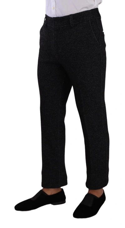 Dolce & Gabbana Elegant Wool Blend Dress Pants In Black And Gray