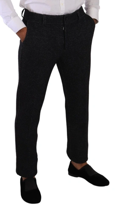 Dolce & Gabbana Elegant Wool Blend Dress Pants In Black And Gray