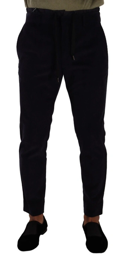 Shop Dolce & Gabbana Blue Cotton Skinny Corduroy Trouser Men's Pants