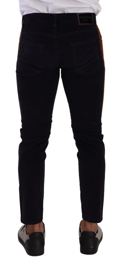 Shop Dolce & Gabbana Elegant Slim Fit Denim For The Modern Men's Man In Blue