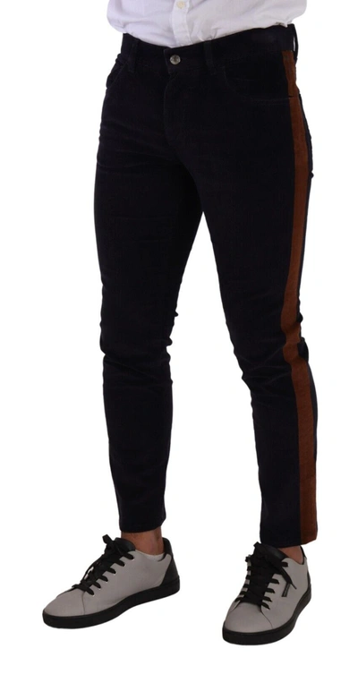 Dolce & Gabbana Black Cotton Stretch Skinny Denim Jeans In Blue