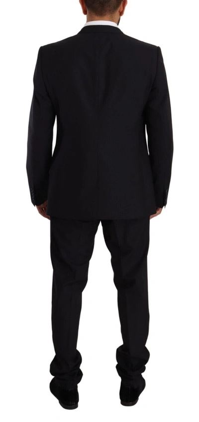 Shop Dolce & Gabbana Elegant Navy Slim Fit Wool Silk Two-piece Men's Suit In Blue