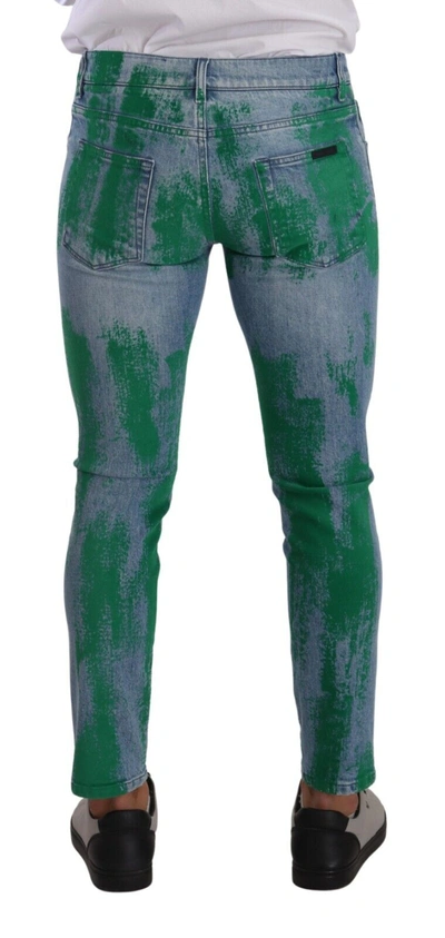 Shop Dolce & Gabbana Chic Skinny Denim Jeans In Blue Green Men's Wash
