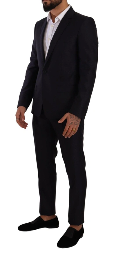 Shop Dolce & Gabbana Elegant Slim Fit Wool Silk Cashmere Men's Men's Suit In Blue