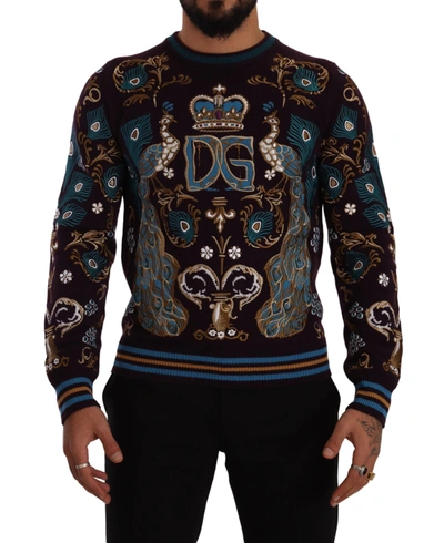 Shop Dolce & Gabbana Elegant Bordeaux Cashmere Crewneck Men's Sweater