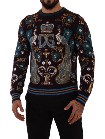 Shop Dolce & Gabbana Elegant Bordeaux Cashmere Crewneck Men's Sweater