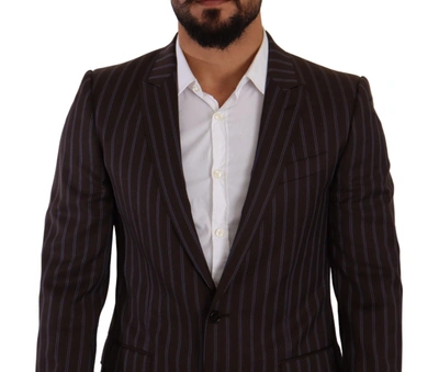 Shop Dolce & Gabbana Elegant Maroon Striped Slim Fit Men's Suit In Bordeaux
