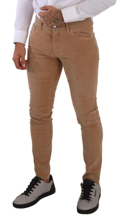 Shop Dolce & Gabbana Brown Corduroy Cotton Skinny Slim Fit Men's Jeans