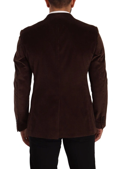 Shop Dolce & Gabbana Elegant Brown Corduroy Slim Fit Men's Blazer