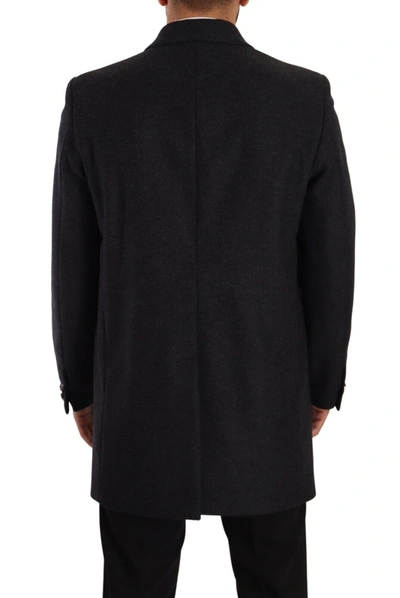 Shop Dolce & Gabbana Dark Gray Wool Over Trench Coat Men Men's Jacket