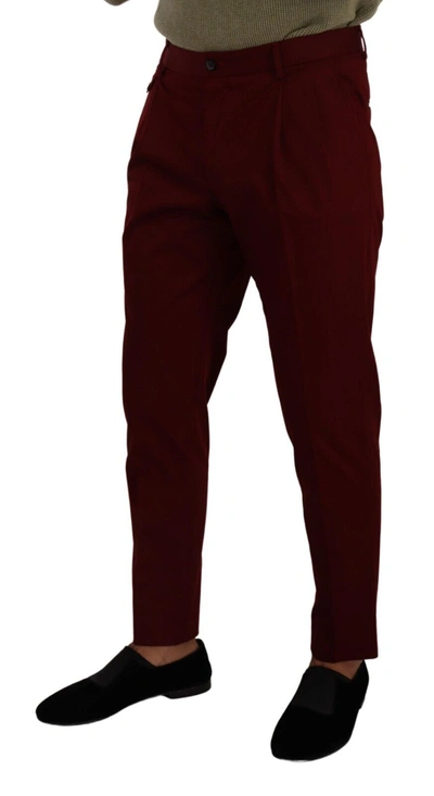 Shop Dolce & Gabbana Elegant Dark Red Dress Chinos For Men's Men