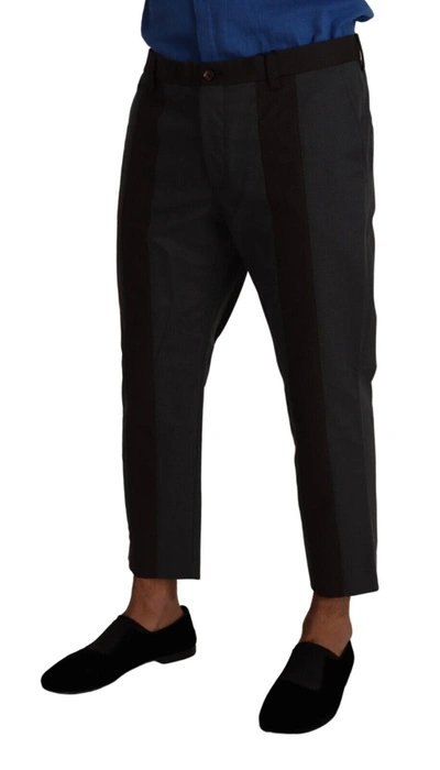 Shop Dolce & Gabbana Gray Bordeaux Striped Cropped Trouser Men's Pants