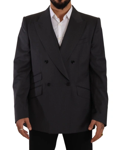 Shop Dolce & Gabbana Elegant Gray Sicilia Wool Blend Men's Suit