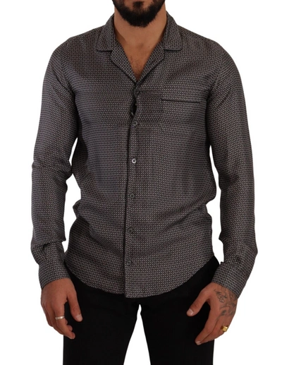 Shop Dolce & Gabbana Elegant Silk Button Down Men's Shirt In Gray