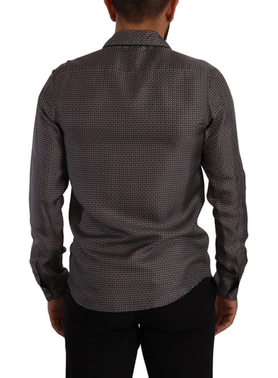 Shop Dolce & Gabbana Elegant Silk Button Down Men's Shirt In Gray