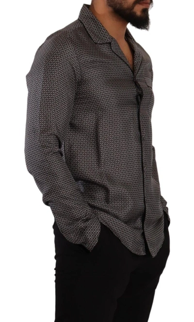 Dolce & Gabbana Gray Fantasy Pattern Pajama Top Mens Shirt In Gray