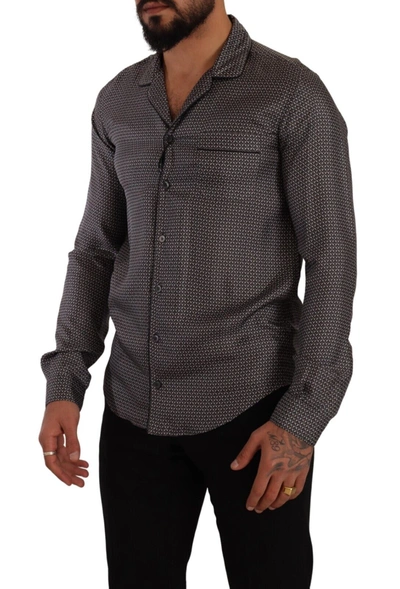 Shop Dolce & Gabbana Elegant Silk Button Down Men's Shirt In Gray