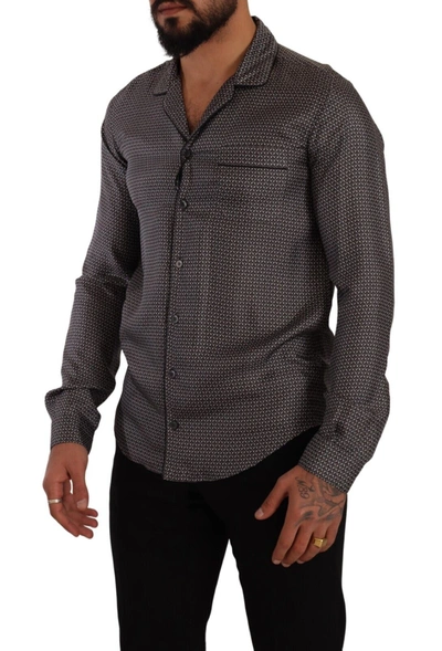 Dolce & Gabbana Gray Fantasy Pattern Pajama Top Mens Shirt In Gray