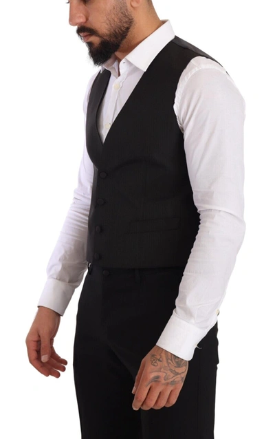 Dolce & Gabbana Gray Silk Slim Fit Waistcoat Formal Vest In Gray