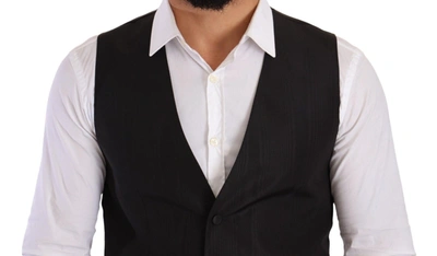 Dolce & Gabbana Gray Silk Slim Fit Waistcoat Formal Vest In Gray