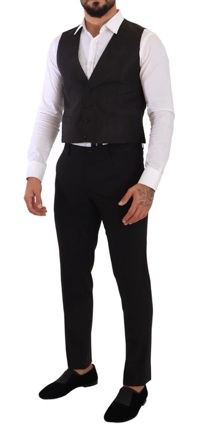 Dolce & Gabbana Gray Silk Slim Fit Waistcoat Formal Vest In Gray