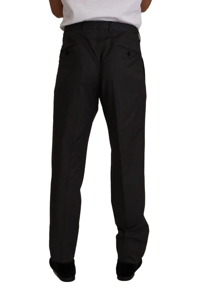 Dolce & Gabbana Black Wool Skinny Formal Trouser Pants In Gray