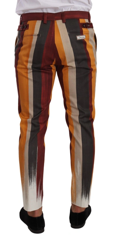 Shop Dolce & Gabbana Multicolor Striped Cotton Skinny Men's Pants