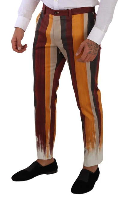 Shop Dolce & Gabbana Multicolor Striped Cotton Skinny Men's Pants