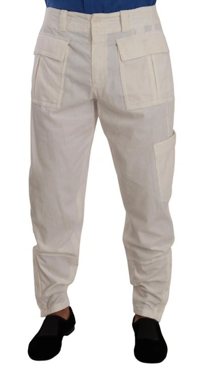 Shop Dolce & Gabbana Off White Cotton Corduroy Cargo Men's Pants