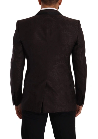 Dolce & Gabbana Purple Jacquard Single Breasted Sicilia Blazer In Bordeaux