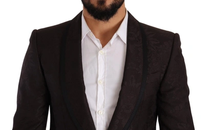 Dolce & Gabbana Purple Jacquard Single Breasted Sicilia Blazer In Bordeaux