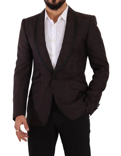 Dolce & Gabbana Purple Jacquard Single Breasted Sicilia Blazer In Bordeaux