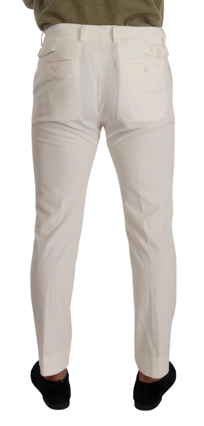 Shop Dolce & Gabbana White Cotton Skinny Corduroy Trouser Men's Pants
