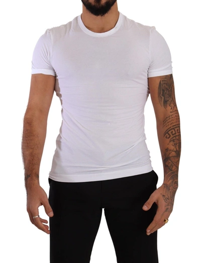 Shop Dolce & Gabbana Elegant White Cotton Blend Round Neck Men's Tee