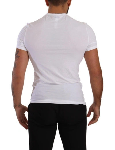 Shop Dolce & Gabbana Elegant White Cotton Blend Round Neck Men's Tee