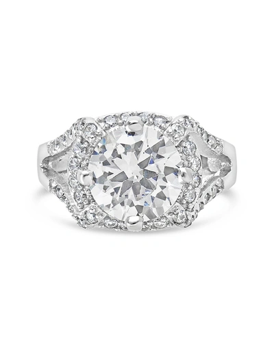 Sterling Forever Sterling Silver Split Shank Cz Halo Ring