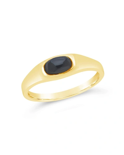 Sterling Forever Onyx Signet Ring In Gold