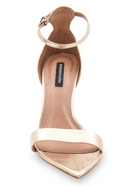 Shop Bcbgmaxazria Demia Platino Leather Sandal Heel In Gold