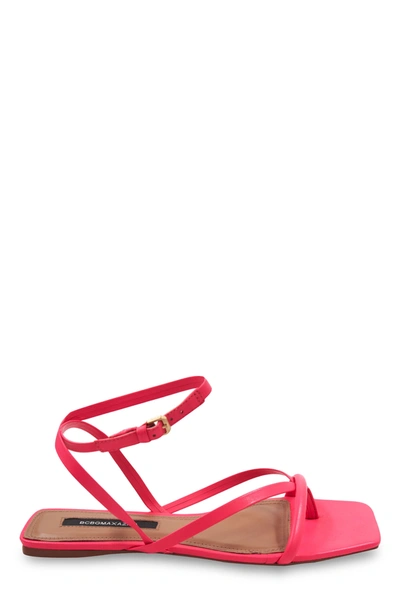 Shop Bcbgmaxazria Mestico Calypso Coral Leather Strappy Flat Sandal In Pink