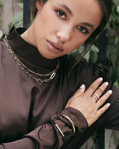 Sterling Forever Shine By  Stackable Cz Open Band & Midi Ring Set In Gold
