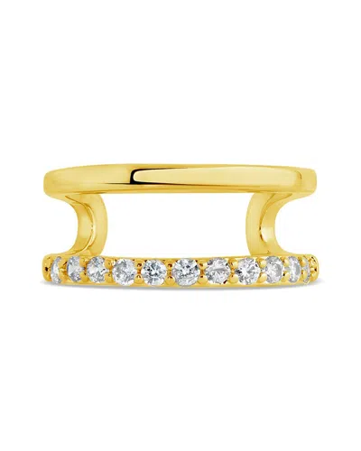 Sterling Forever Shine By  Stackable Cz Open Band & Midi Ring Set In Gold